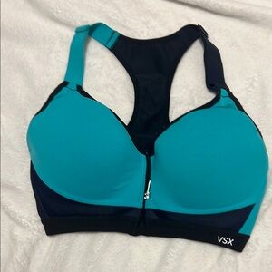 VSX sport Blue and Black Sports Bra with Front Zipper
